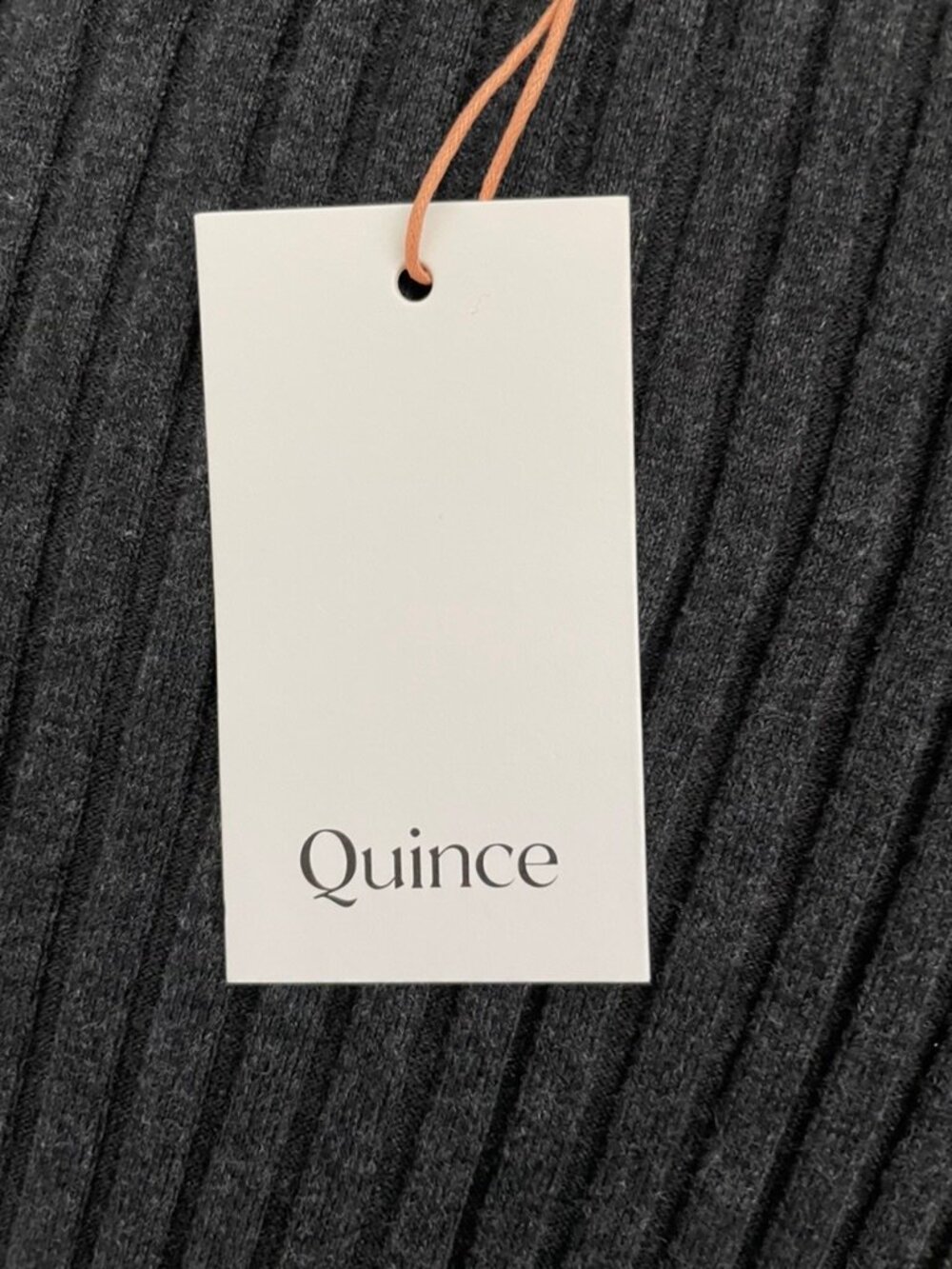 Quince Cotton Cashmere Ribbed Long Sleeve Crew Midi Dress NWT Size S Charcoal - Picture 9 of 15